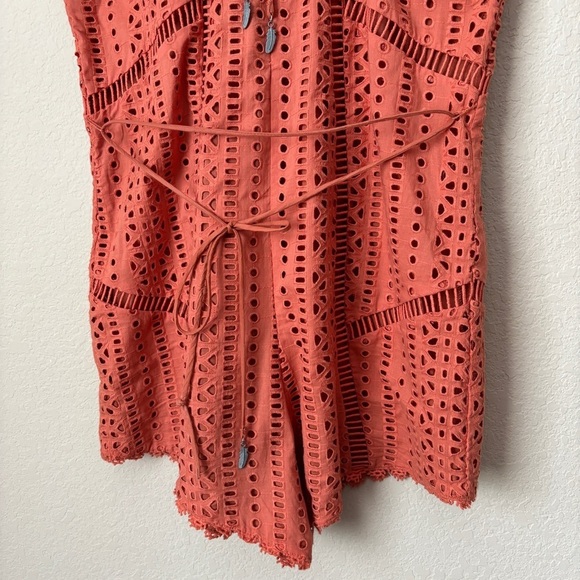 Amuse Society Boho Eyelet Woven Tina Romper in Desert Rose - Picture 10 of 15